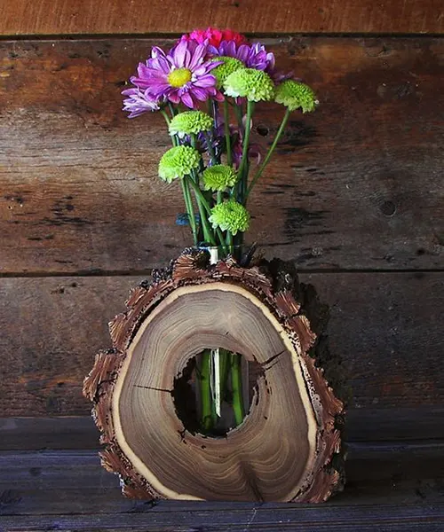 گلدان چوبی برای تزیین میز غذا خوری